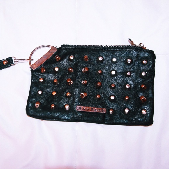 Black faux leather pouch