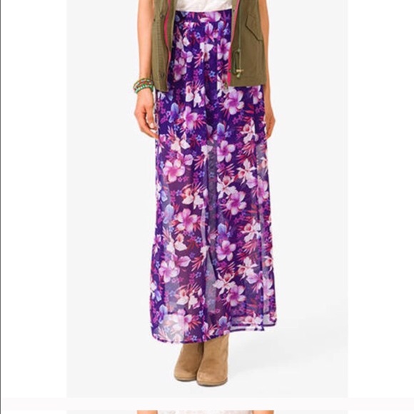 Purple floral maxi skirt