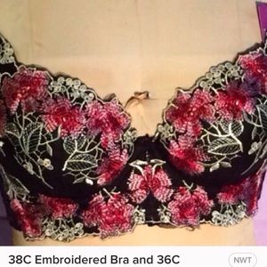 38 C embroidered bra can be worn 4 ways. BNWOT