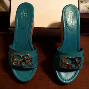 SALE Coach Wedges, turquoise & silver, size 6, NIB