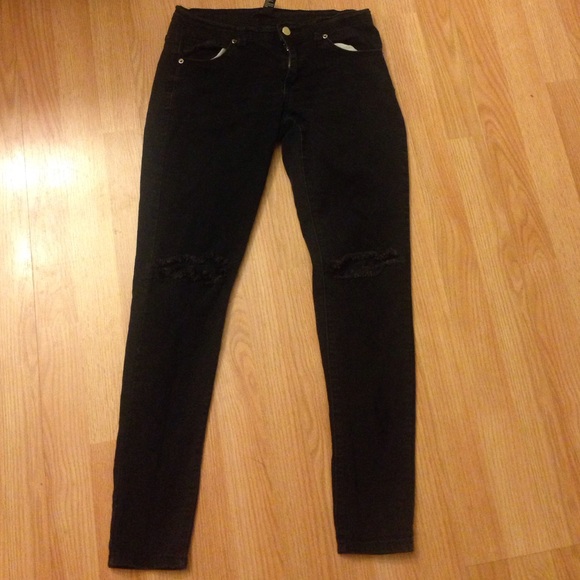 Distressed black jeans