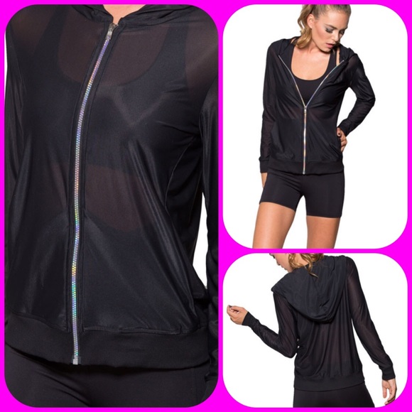 MUSEUM, ✨Hologram Zipper Sheer Hoodie in Black ✨