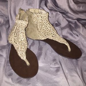 NEVER WORN Crochet & Suede Gladiator Sandals