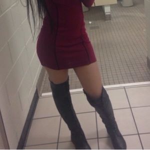 Black knee high combat boots