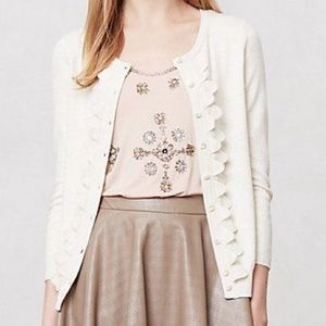 Anthropologie scalloped cardigan heather cream