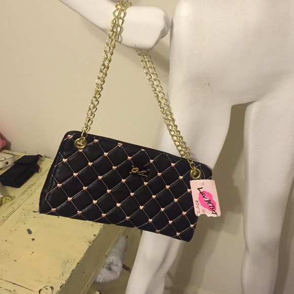 Betsey Johnson Handbags - Betsey Johnson black with pink hearts SALE TODAY