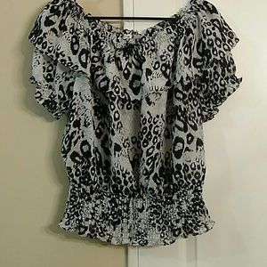 Black and white leopard blouse