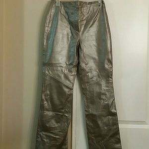 Vintage matalic silver leather pants