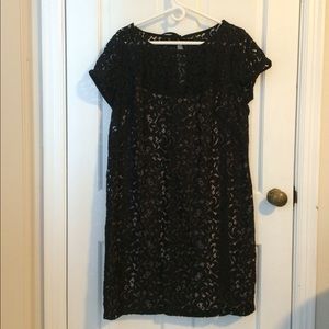 Loft black lace dress size 16