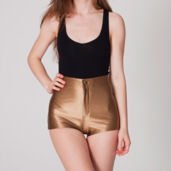 Gold American apparel disco shorts