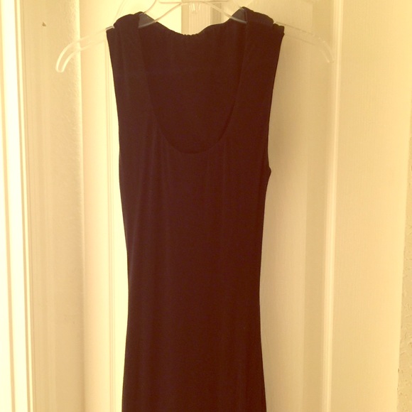 Sky black maxi dress with leather open back