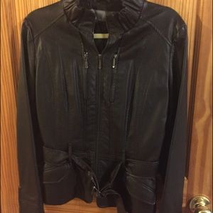 Black belted leather like jacket