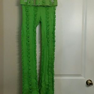 Lime green distressed pants