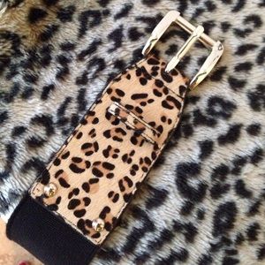 Split leather cheetah print belt