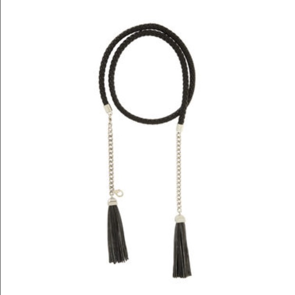 BCBG MAXAZRIA braided leather tassel belt