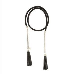 BCBG MAXAZRIA braided leather tassel belt