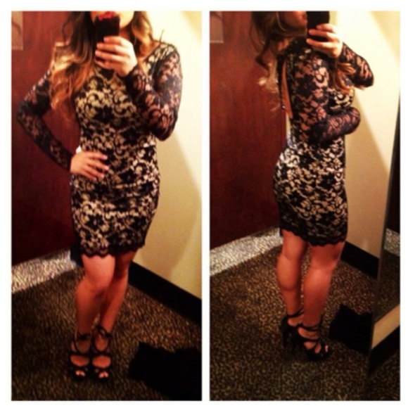 Black lace mini dress