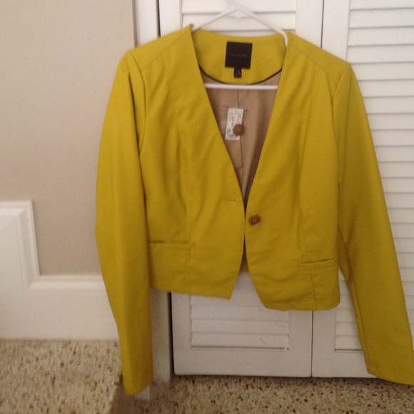 Faux leather jacket yellow citrine fromThe Limited