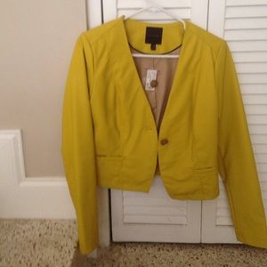 Faux leather jacket yellow citrine fromThe Limited