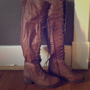Knee high combat boots
