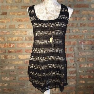 Lacey Sheer Tank with Matte Glitter