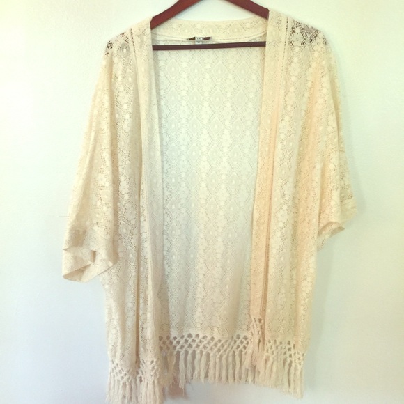 American Eagle Bohemian Lace Fringe Cardigan L