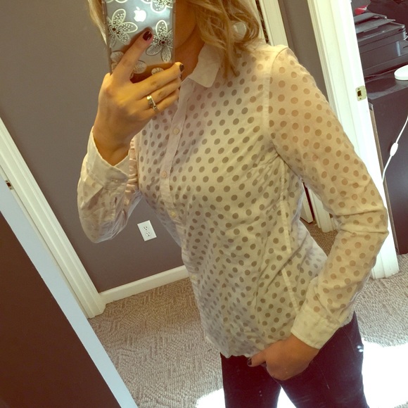 Gap White Polka Dot Button Down