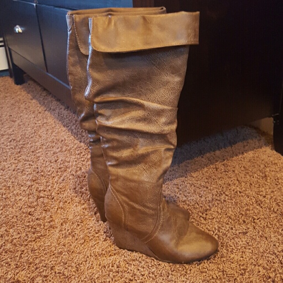 Knee high wedge boots