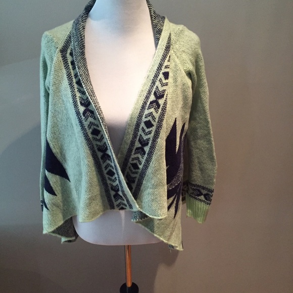 Mint and Navy Aztec Sweater - Picture 3 of 4