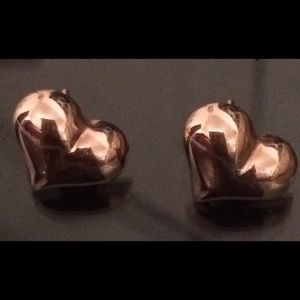 Rose Gold puff Heart Earrings