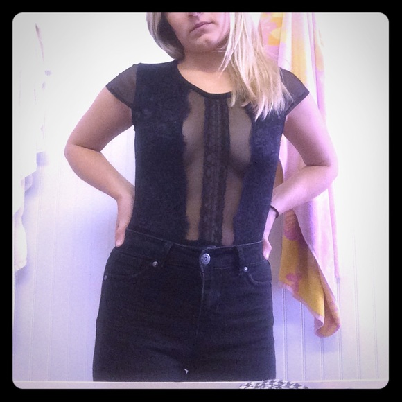 Black lace unitard