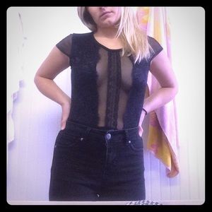 Black lace unitard