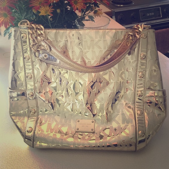 Michael Kors gold metallic tote