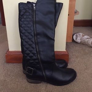 black leather boots
