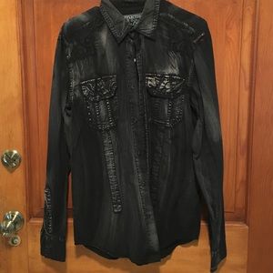 Men's affliction button down shirt.