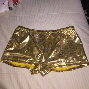 Gold metallic rave shorts
