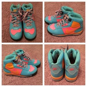 Nike high top neon sneakers *like new*