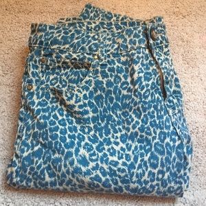 Blue/teal leopard print pants