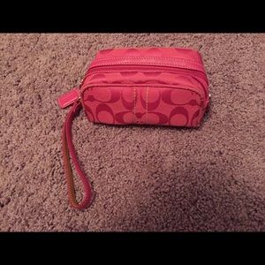 Coach pink rectangle wristlet