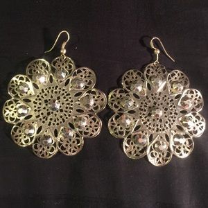 Pink & silver disk earrings