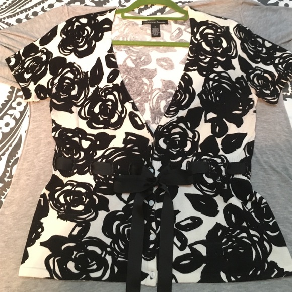 Marina Luna | Sweaters | Short Sleeve Ribbon Cinch Waist Cardigan ...