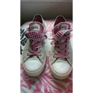 Pink & Grey Checkered Converses