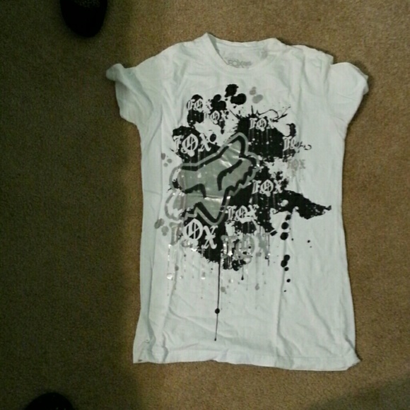 White and black fox racing short sleeved shirt
