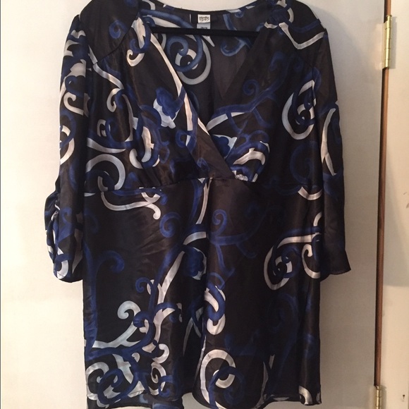 Blue white and black shirt