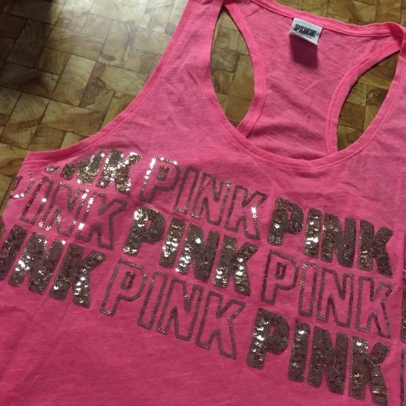 Vs pink gold and pink sequin tank