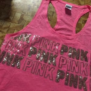 Vs pink gold and pink sequin tank