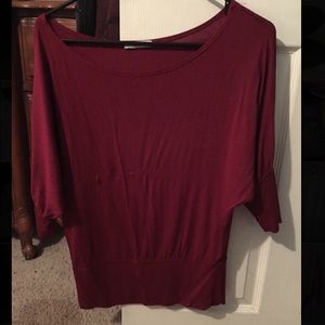 Burgundy off the shoulder shirt