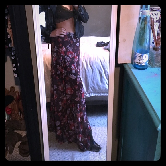 Floral maxi high waisted skirt