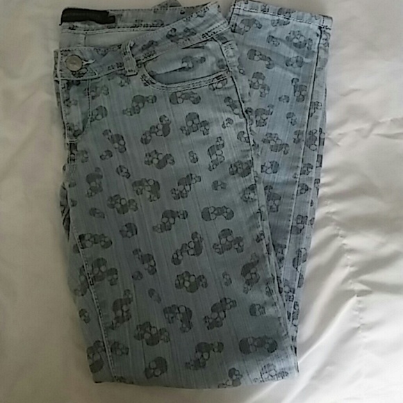 Skull skinny leg jeans