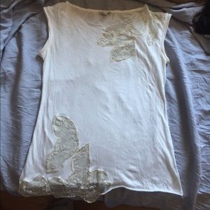 white top with cream lace